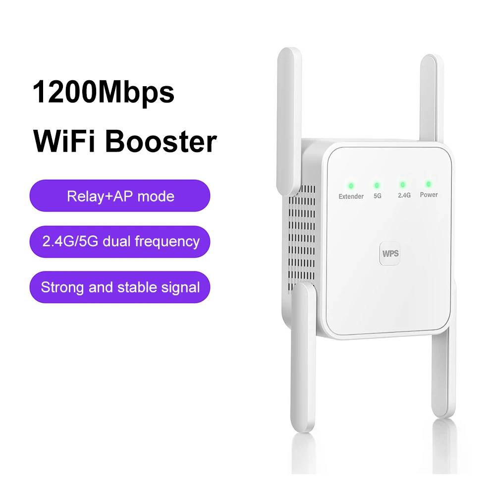 AC1200M Wireless WiFi Repeater Dual Band 2.4Ghz/5 Ghz WiFi Long Range