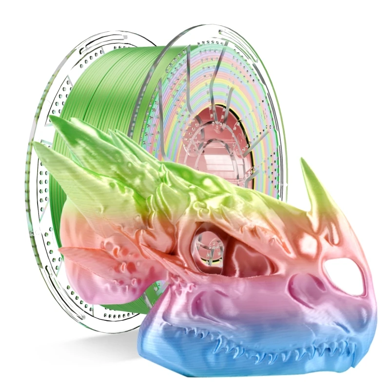 Conjure Silk PLA Rainbow Matte Multi-Color 1.75mm Dual/Tri Colors Fast Filament Plastic 1KG For 3D Printer Materials - 1