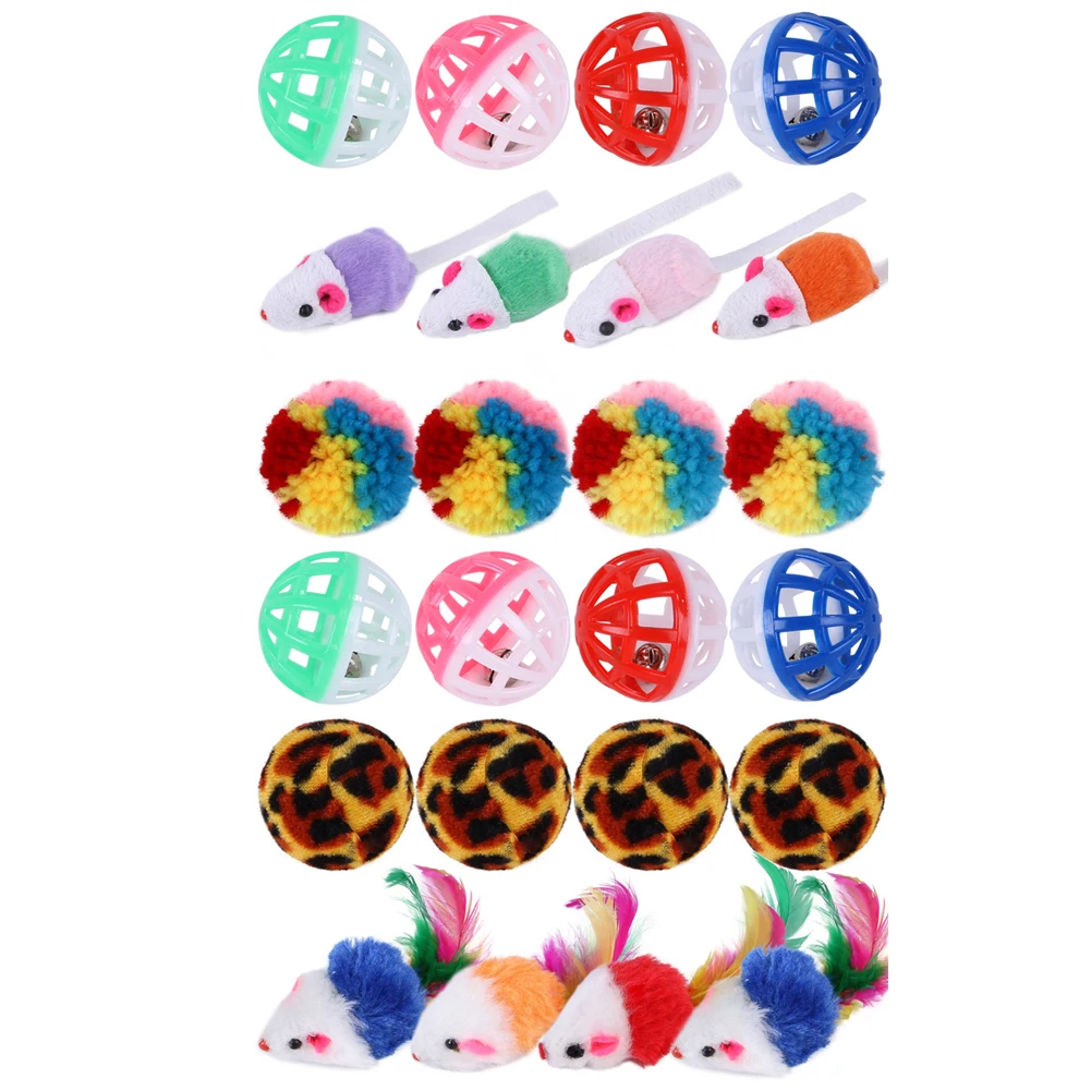 12Pcs 재미있는 티저 놀이 장난감 키트 마우스 벨 공 새끼 고양이 대화형 놀이 장난감 강아지 용품 개 훈련 장난감