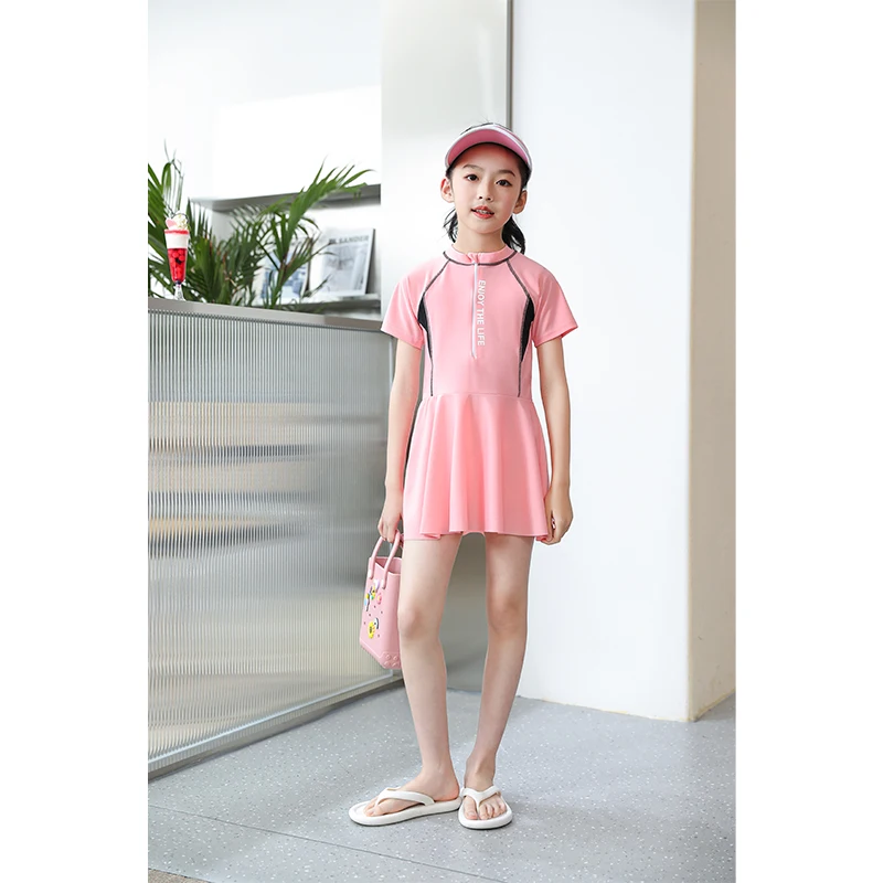 New Girls Swimsuit One-piece Swimwear Print Baby Short Sleeve Kids Toddler Infant Beach Bathing Suits Children