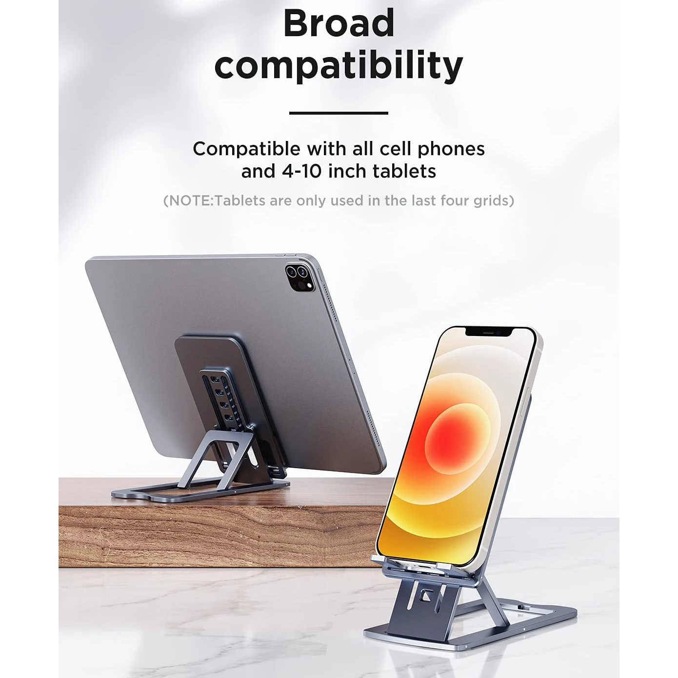 Aluminum Metal Phone Stand, Adjustable Foldable Cell Phone