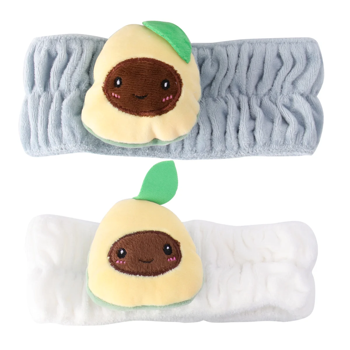 

2pcs Washing Headband Stretchy Cartoon Makeup Headband Washing Makeup Hair for Ladies White Grey