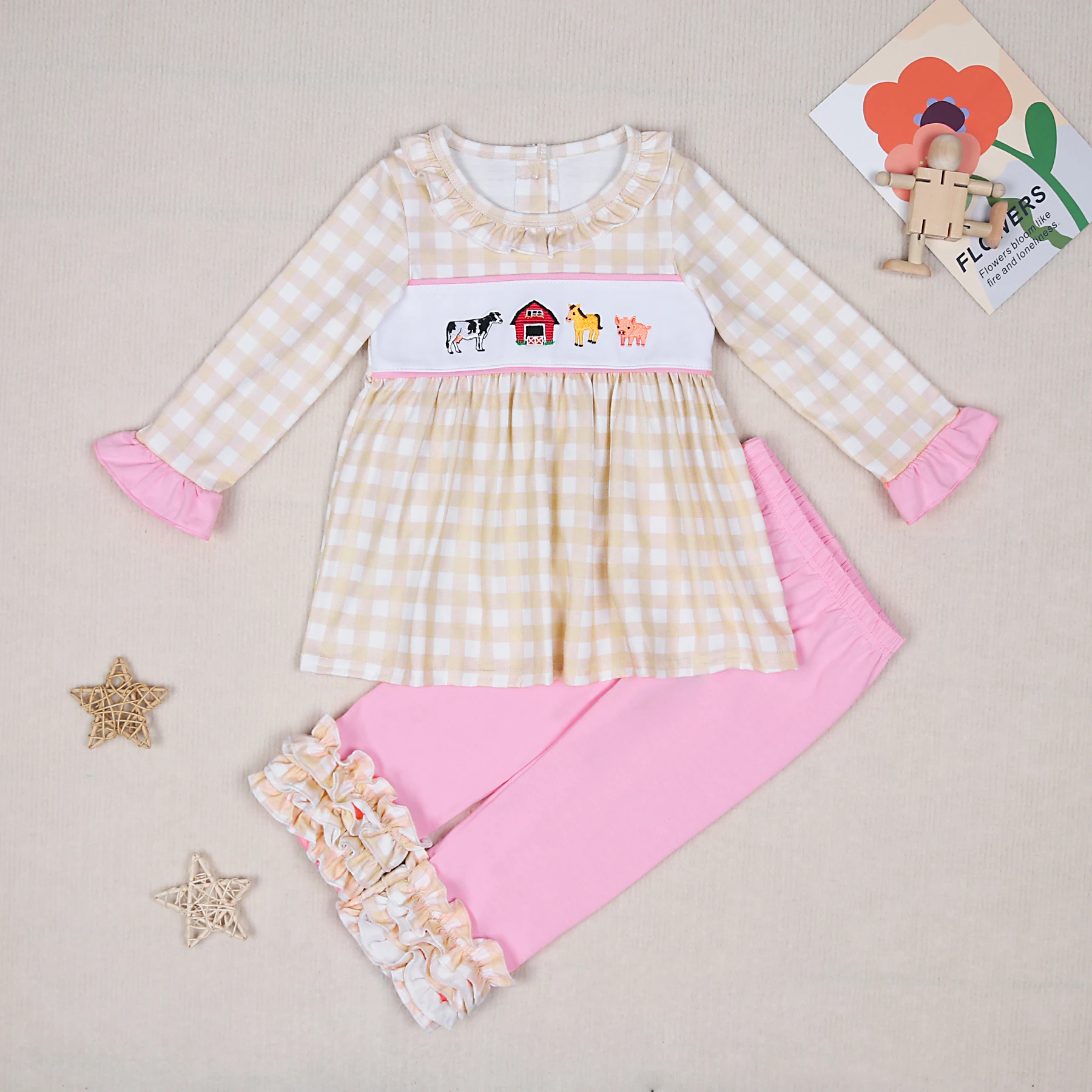 

Striped Boutique Stitch Mother Ropa Baby Vestidos Para Niñas Spot Lattice Cute Animal Embroidery Casual for Girls Clothes