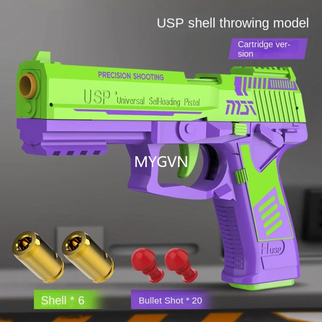 USP Children Carrot Soft Bullet Gun1911 Automatic Reloading Drum Manual Burst Eject The Shell Model Gun Toy Child Adult Birthday 5
