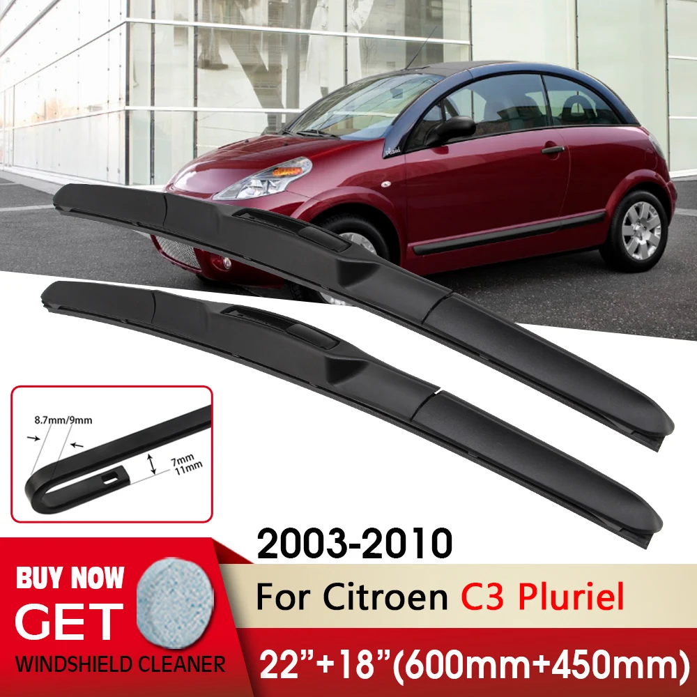 

Car Wiper Front Wiper Blades 22"+18" For Citroen C3 Pluriel 2003-2010 Fit U Hook Arm Front Windshield Windscreen Front Window