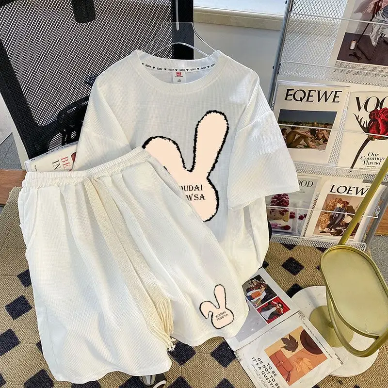 Women's Summer New Fashion Set Design Sense Small and Small Short Sleeve Large Size Loose and Simple Casual Two Piece Set