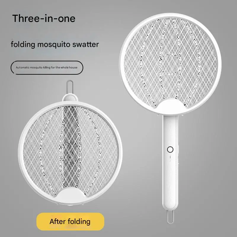 ไม้ตียุงไฟฟ้าแบบพับได้ ไม้ตียุงไฟฟ้าช็อต ไม้ตียุงแบบชาร์จไฟ USB ใช้ในบ้าน สองในหนึ่งเดียว 1