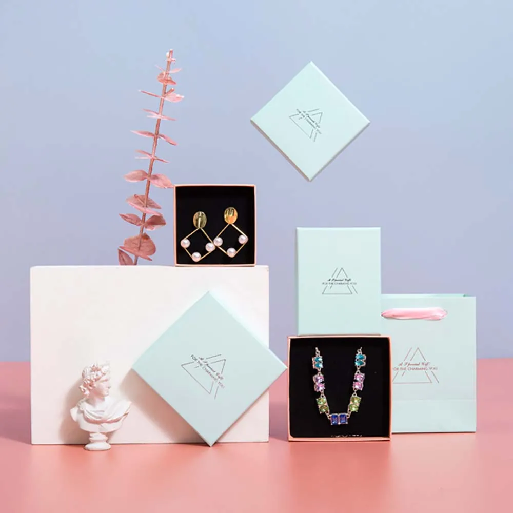 24pcs Hot Silver Jewelry Packaging Boxes Luxurious Cardboard  Necklace Bracelet Rings Earrings Wedding Gift Organizer Box Case