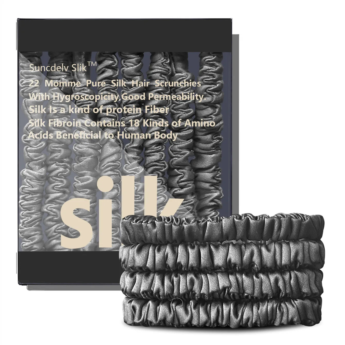 4-teiliges Set aus 100 % Seide, Haargummis, hochwertige Haargummis (22 Momme), Haarbänder für Damen und Mädchen, Haarschmuck – Detail 5