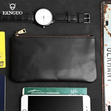  Handmade Genuine Leather Pencil Bag Retro Crazy Horse Leather Pen Case Zipper Phone Pocket Portable Pen Pouch For School 