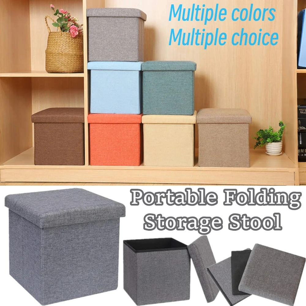 Storage Folding Foot Rest Stool,Foldable Storage Footrest, Square Cube Foot Rest Stool with Lid,Toy Box,Trunk Seat Stool