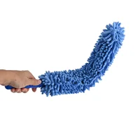 1pc Bendable Chenille Duster Brush Flexible Handle 57.5cm Blue Washable Microfiber Cloth Home Car Fan Window Ceiling Furniture 2