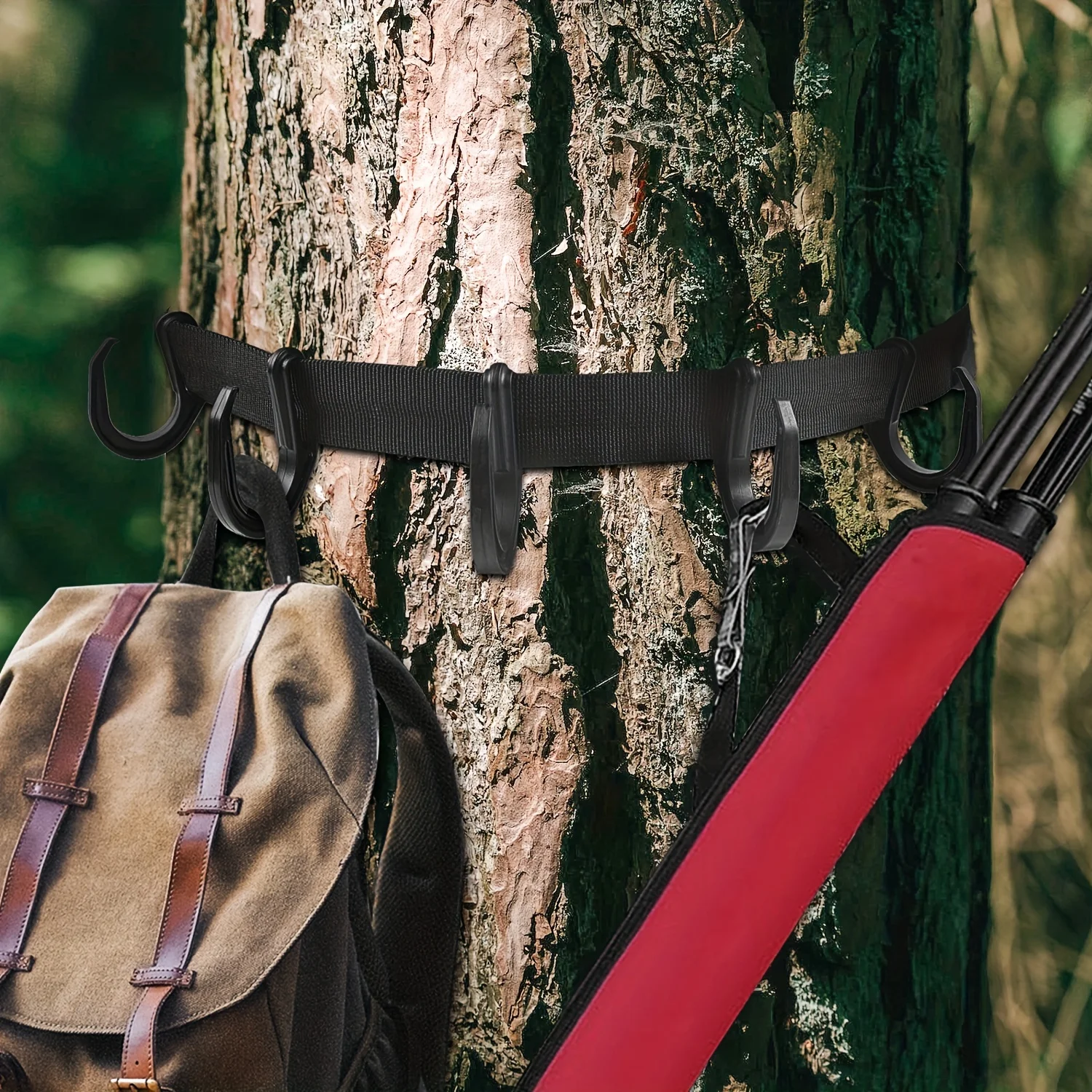대형 후크가 달린 Treestand 스트랩 기어 행거, 경량 멀티 후크 액세서리, 거치대 사냥 캠핑 하이킹 트리 스탠드