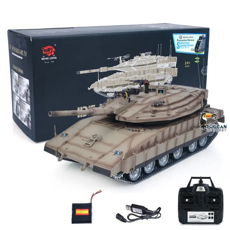 새로운 RTR 1/16 헹롱 RC 배틀 탱크 IDF 메르카바 MK IV 3958 풀 메탈 섀시 로드 휠 IR 배럴 리코일 360도 회전 장난감