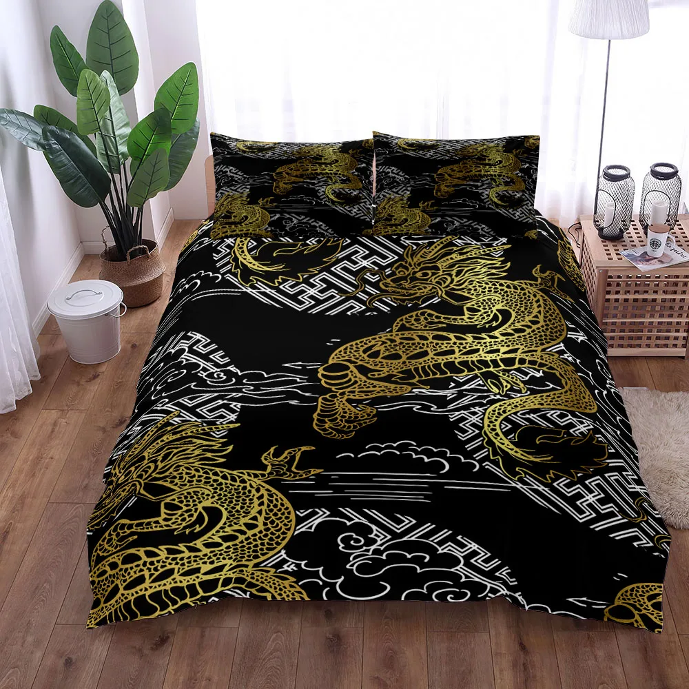 

chinoiserie Dragon Duvet Cover Set King Queen Double Full Twin Single Bed Linen Set