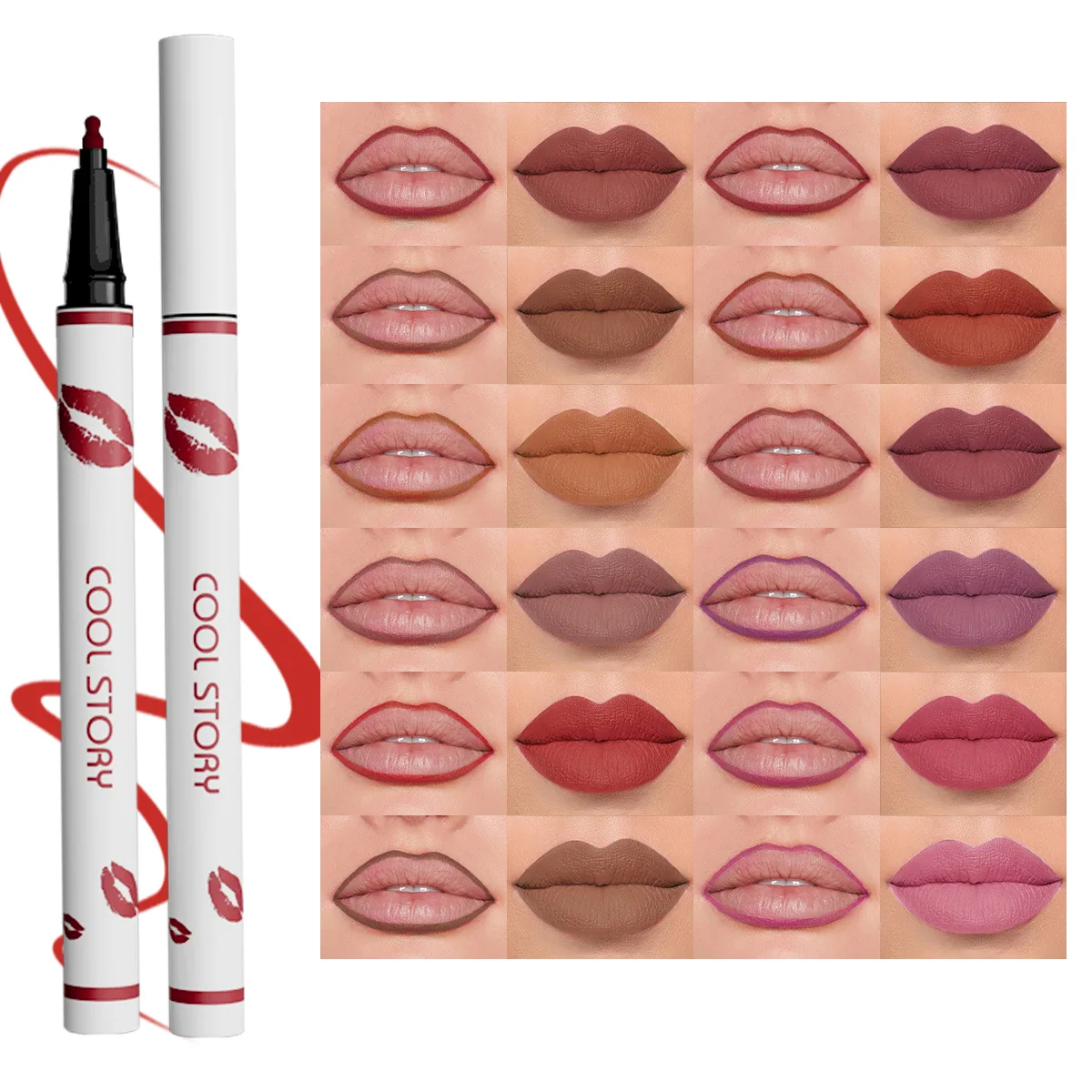 Lip Liner Lip Liner Pencil 14 colors matte long-lasting color liquid lip liner non-sweat non-stick cup quick-drying lip gloss pencil