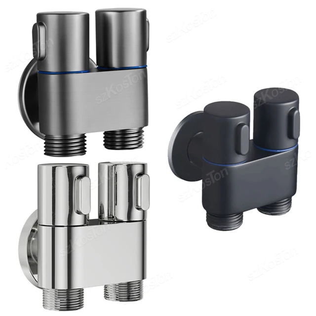 G1/2ก๊อกน้ำ1ใน2ออก2ควบคุมเครื่องซักผ้า, วาล์วระบายคู่สำหรับห้องน้ำโถฉี่ก๊อกน้ำอุปกรณ์เสริม 1