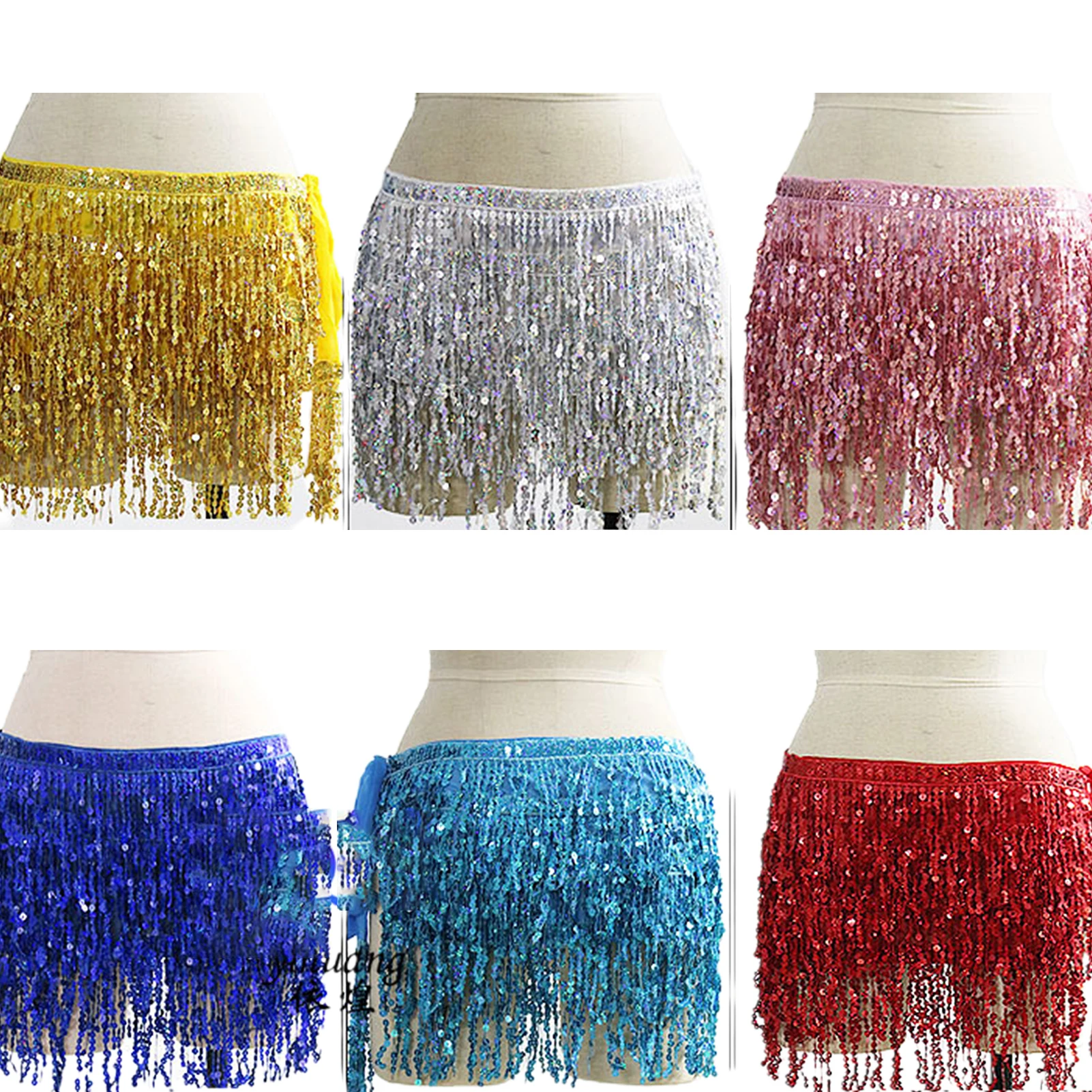 

Belly Dance Skirt Shiny Sequin Scarf Tassel Belly Dancer Fringe Skirt Costume Belly Dance Skirt for Women & Girls NOV99