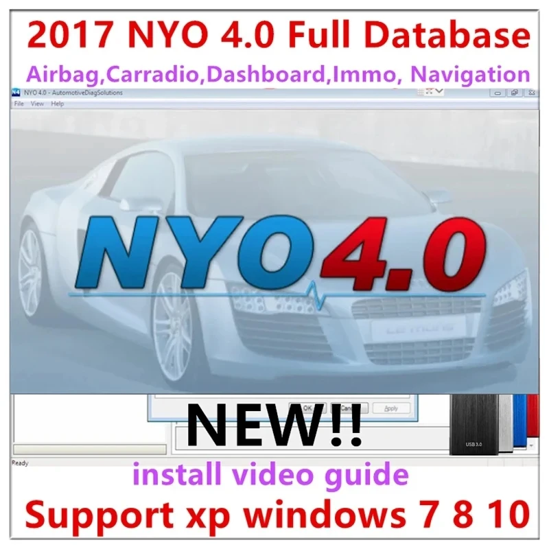 

HOT 2017 NYO 4 Full Database Airbag+Carradio+Dashboard+IMMO+Navigation Auto Data Repair Software CD USB Disk Car Radio nyo4 full