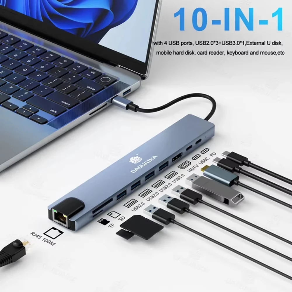Usb-c Docking Station 10-in-1 Hdmi Ethernet Power Delivery Hub_voghion.com
