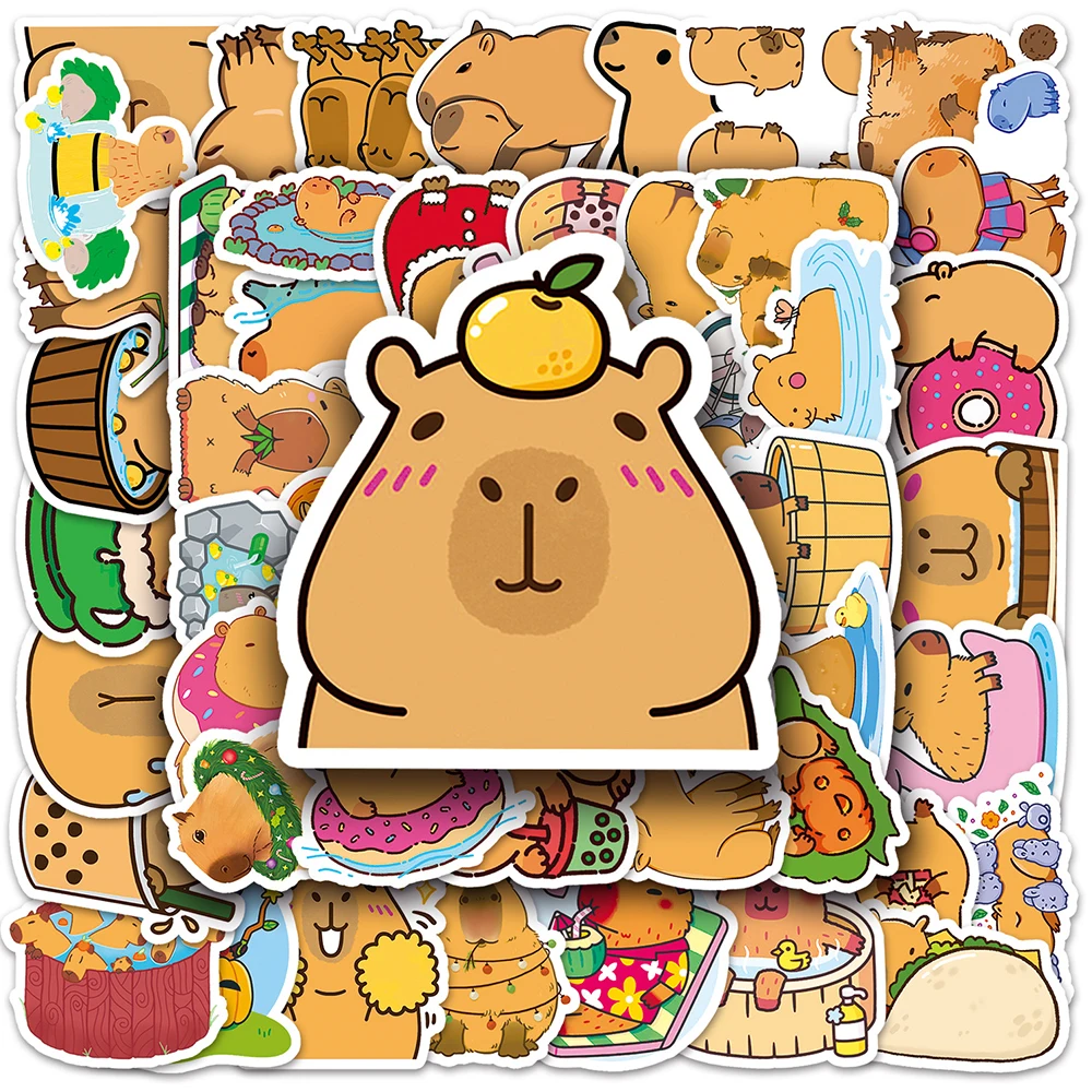 10/30/50pcs Cute Capybara Animal Cartoon Stickers Kawaii Decals Laptop Phone Scrapbook Suitcase Car Graffiti Sticker Kids Toy 10 30 50pcs realistic animal graffiti stickers suitcase laptop phone guitar water cup skateboard refrigerator waterproof sticker