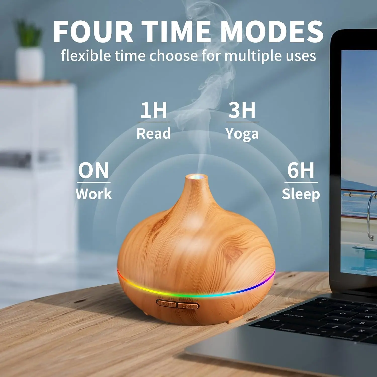 Aroma Diffuser and Cool Mist Humidifier with Quiet Waterless Auto-Off Feature for Home and Office Spaces