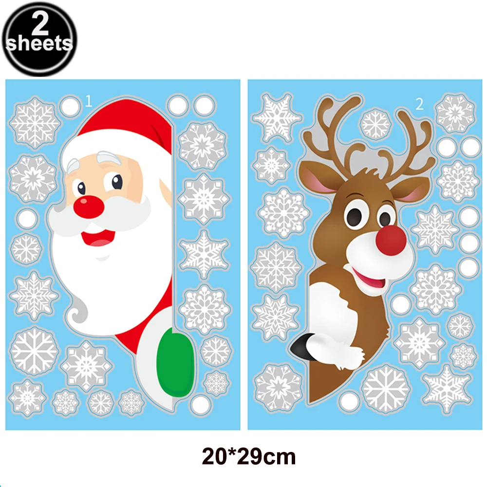Pegatinas navideñas para ventanas, decoración navideña, copos de nieve ...