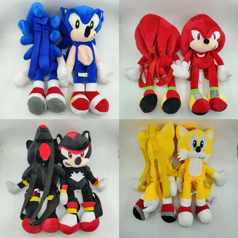 20-45Cm Super Sonic Hedgehog Backpack Cartoon Knuckles Bag Metalsonic Soft  Plush Doll Shadow Schoolbag Silver Tails Plushie Toys - AliExpress