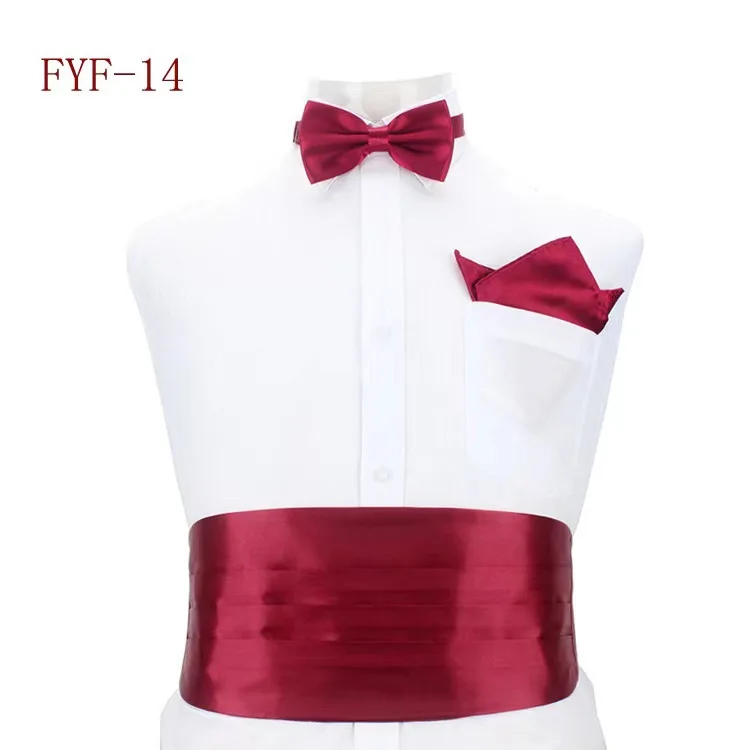 Schwarzer Mann Kummerbunds Bowtie Hanky Korsett Gürtel für männliche Hochzeit Bowtie Tasche Herren Kummerbund Smoking Anzüge Party Zubehör – Detail 3