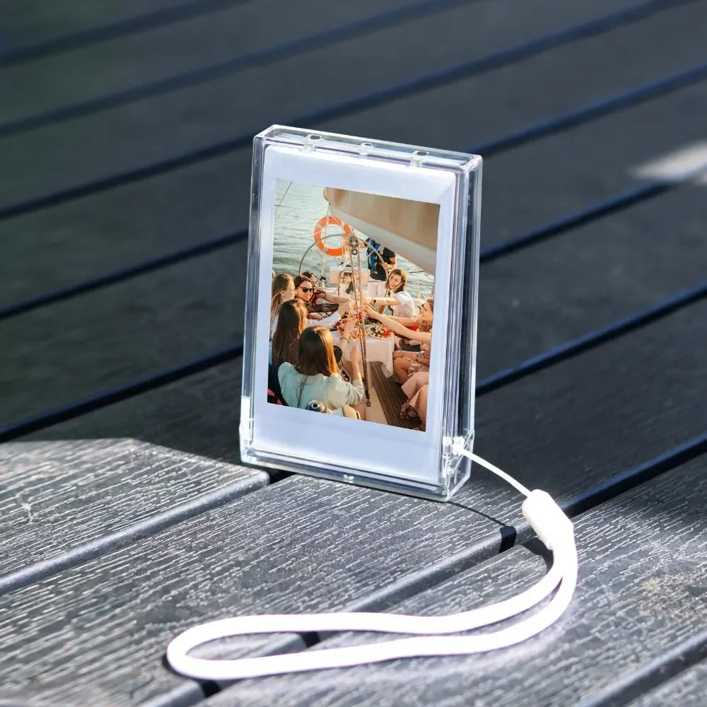 

3-inch Film Clear Photo Storage Box Instant Camera Photo Case for Fujifilm Instax Mini 12/11/9/8/7 with Strap