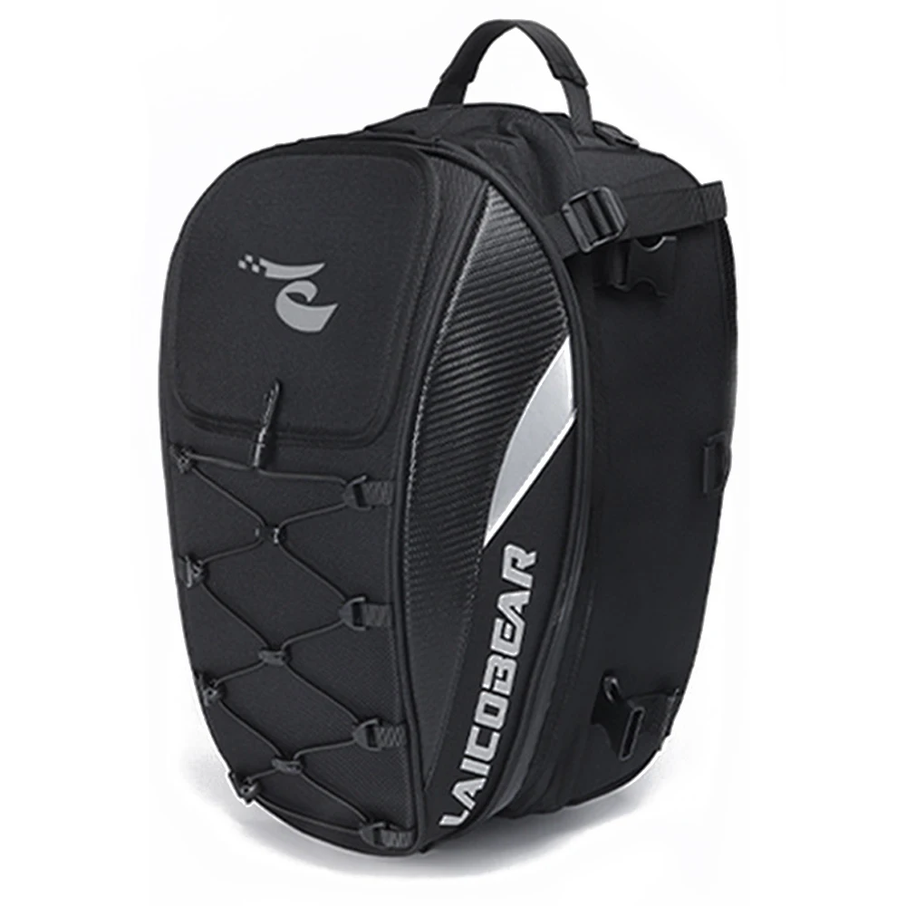 

Motorcycle Rear Seat Bag Women Men Motorbike Tail Bag Backpack Moto Riding Large-capacity Water-resistant Helmet Bag