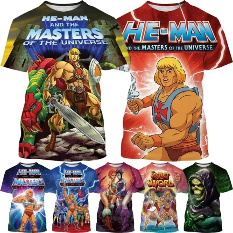 2024 Hot Anime He-Man E The Masters Of The Universe Print T-Shirt 3D Fashion Men Abbigliamento Harajuku Street Unisex Kid Y2K Top