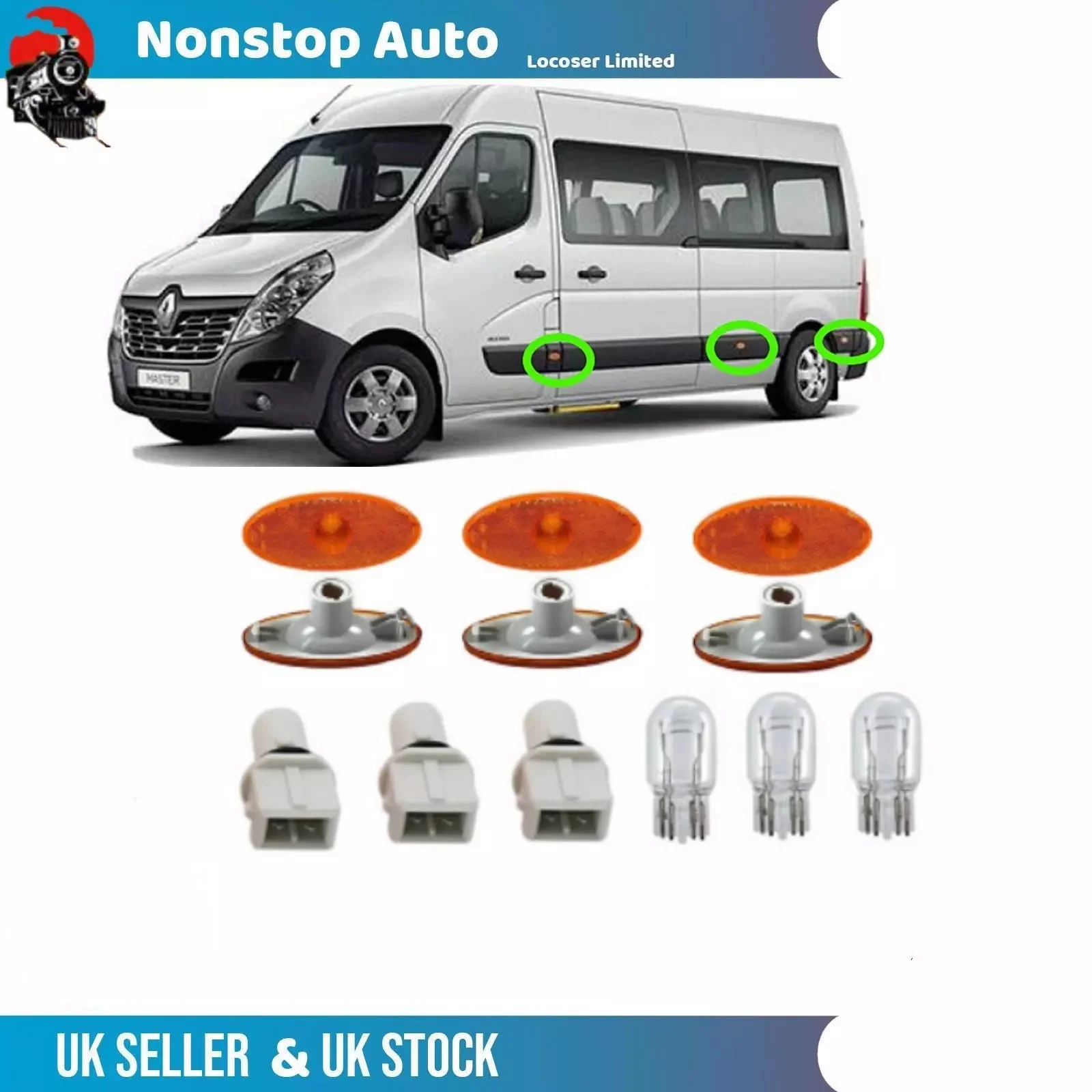 Lot De 6 Feux De Position (marqueur) Pour Renault Master - Lentille + Ampoule + Support - Neuf