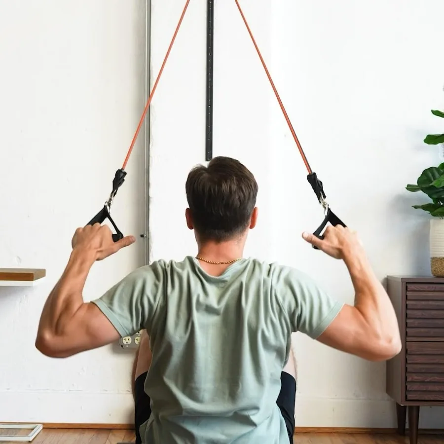 Space Saver Gym Resistance Bands Exercise Equipment for at Home Fitness Workout | Resistance Band Wall Anchor for Kinetic Bands