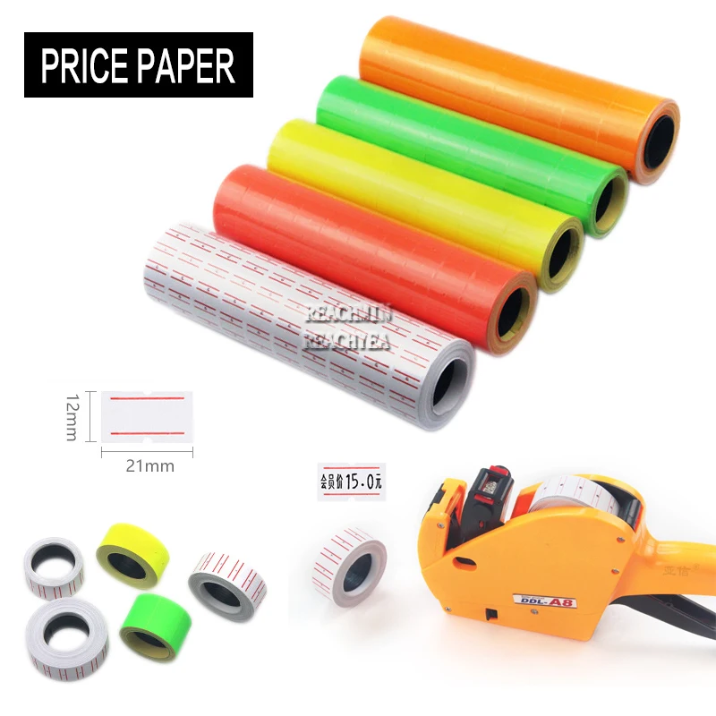 10 Rolls Adhesive Price Labels Paper Tag Sticker Single Row Label for MX-5500 Gun Labeller Suitable For Grocery 21mmX12mm |