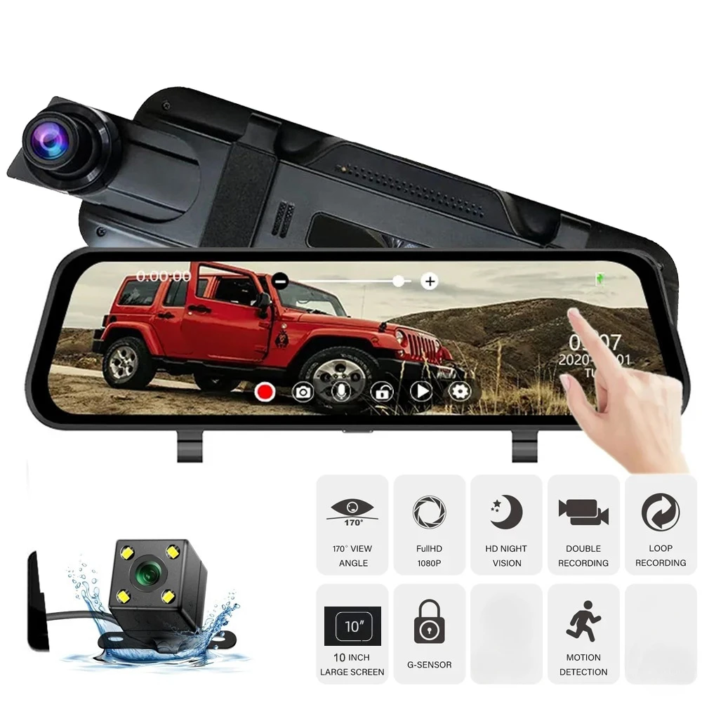 

Car Camera Touch Screen Black Box Dash Cam Loop Recording Dvr Night Vision Dashcam Picture Display G-Sensor Dual Camera G-Sensor