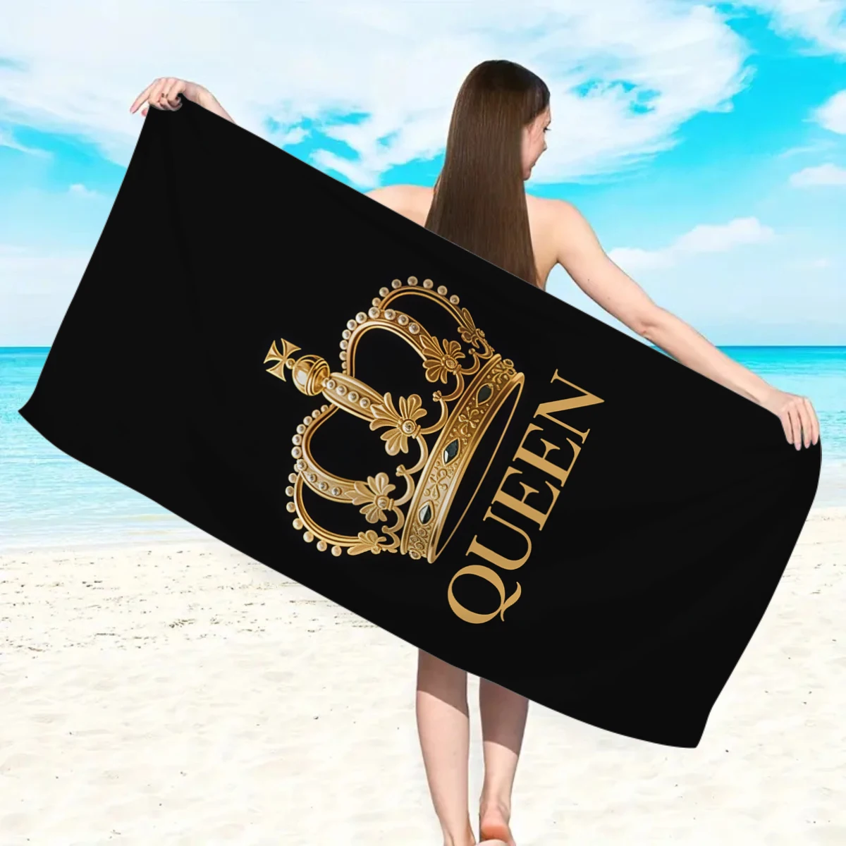 1/2개 퀸 및 킹 비치 타월, 초극세 섬유 속건성 흡수성 대형 비치 타월, 해변 휴가용 비치 타월