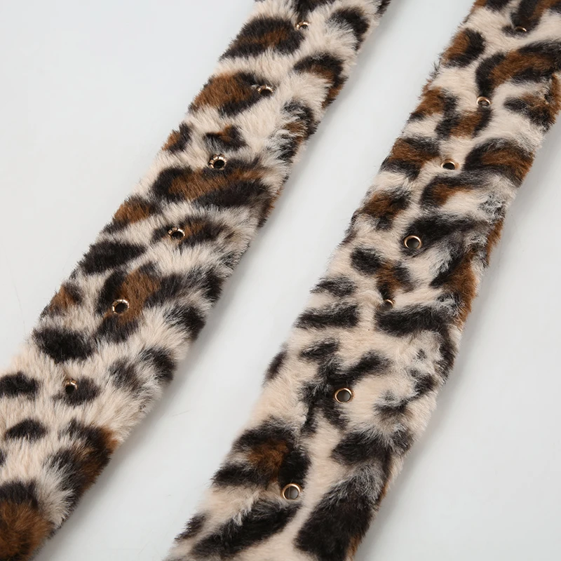 SUCHCUTE Leopard Print Fur Belts Chic Warm Hip hop