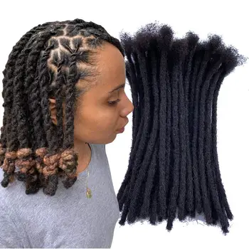 Dreadlock Extensions Human Hair 0.2 0.4 0.6 0.8cm Thickness Full Handmade Loc Extensions for Men Women Can be Bleached 4-18 Inch 1