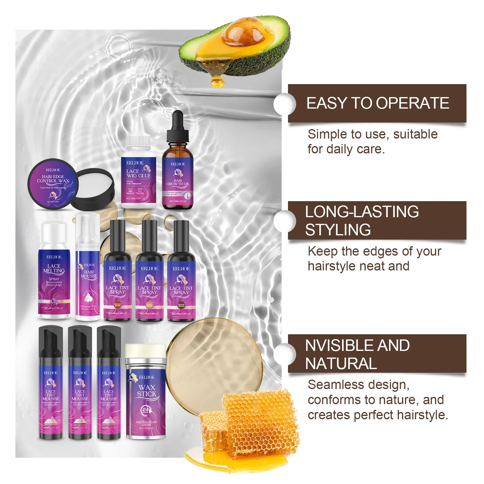 Hair Wig Care Set, Lace Wig Invisible Glue Hair Styling Care 30ml