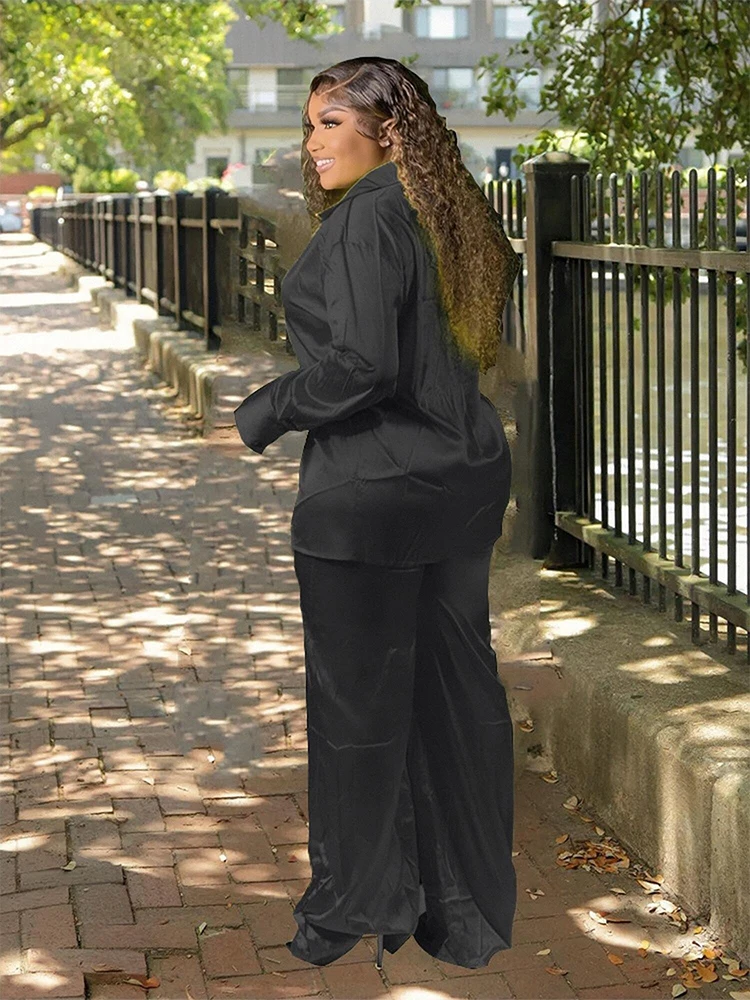 Ensemble deux pièces pour femmes, chemise à manches longues