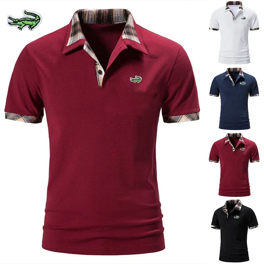 

Men's Embroidery Brand Plaid Short Sleeve Polo Shirt Spring/Summer High Quality Fashion Casual Outdoor Sports Short Sleeve T-shi