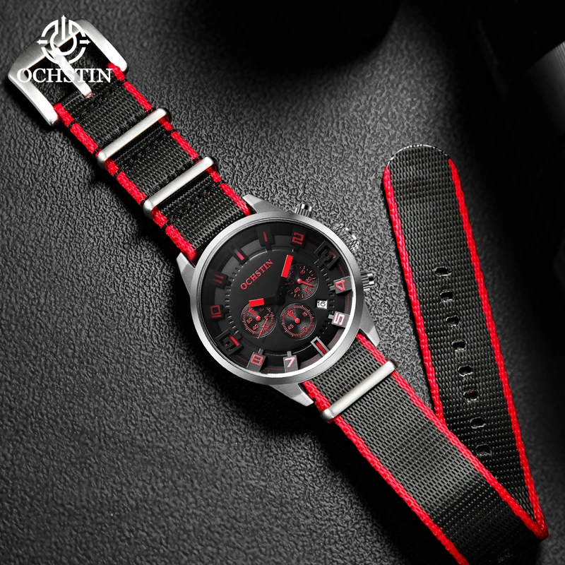 OCHSTIN2024 Personalized Trendy Creative Nylon Series Multi functional Quartz Movement Watch Men's Quartz Watch
