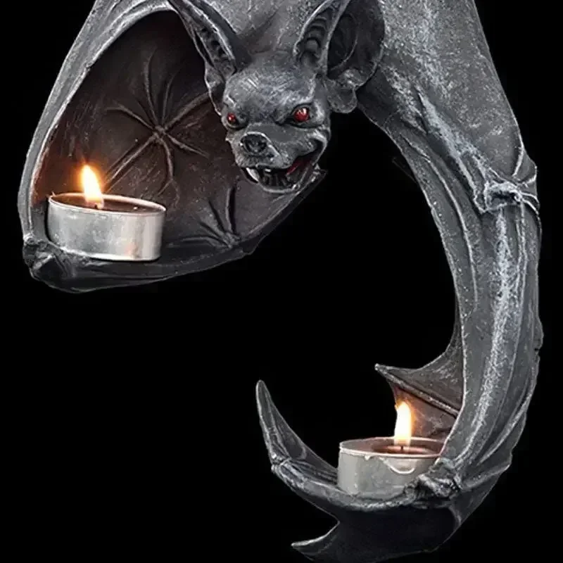 Bat Wall Tea Set Halloween Candlestick Bat Statue Garden Hanging Candlestick Garden Home Halloween Decoration
