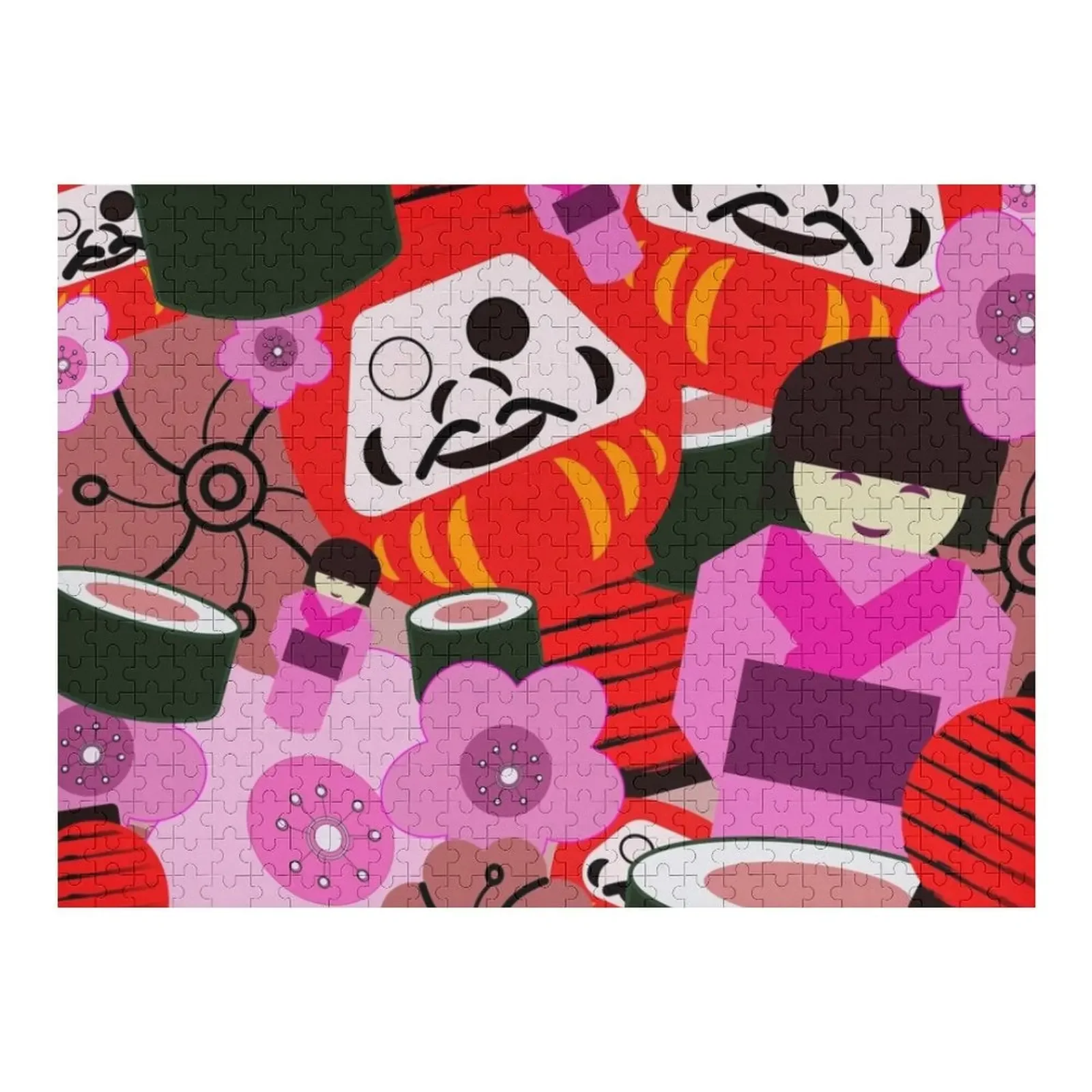 

japanese inspired pop art pattern Jigsaw Puzzle Anime Jigsaw For Kids Adult Wooden Puzzle