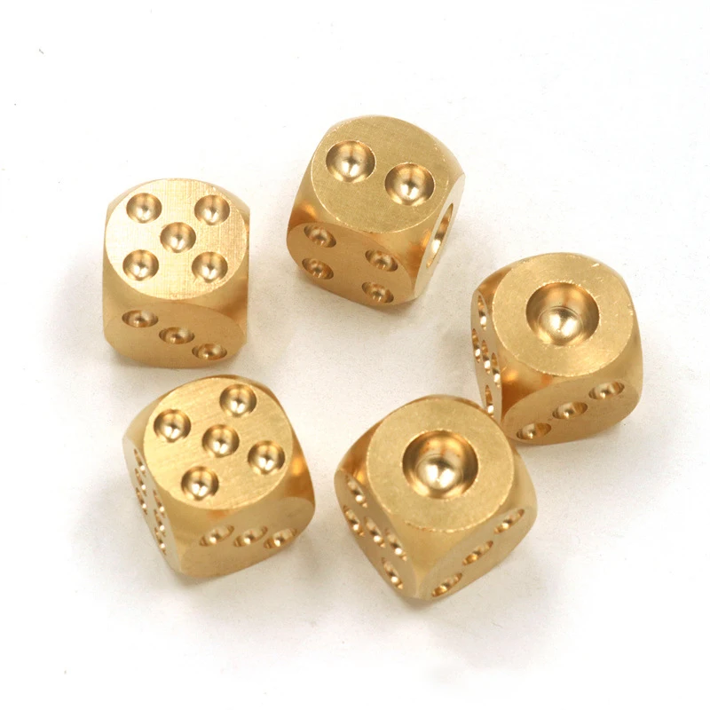 Metal Dice 5pcs Solid Brass 6-Sided Game Dice 15mm