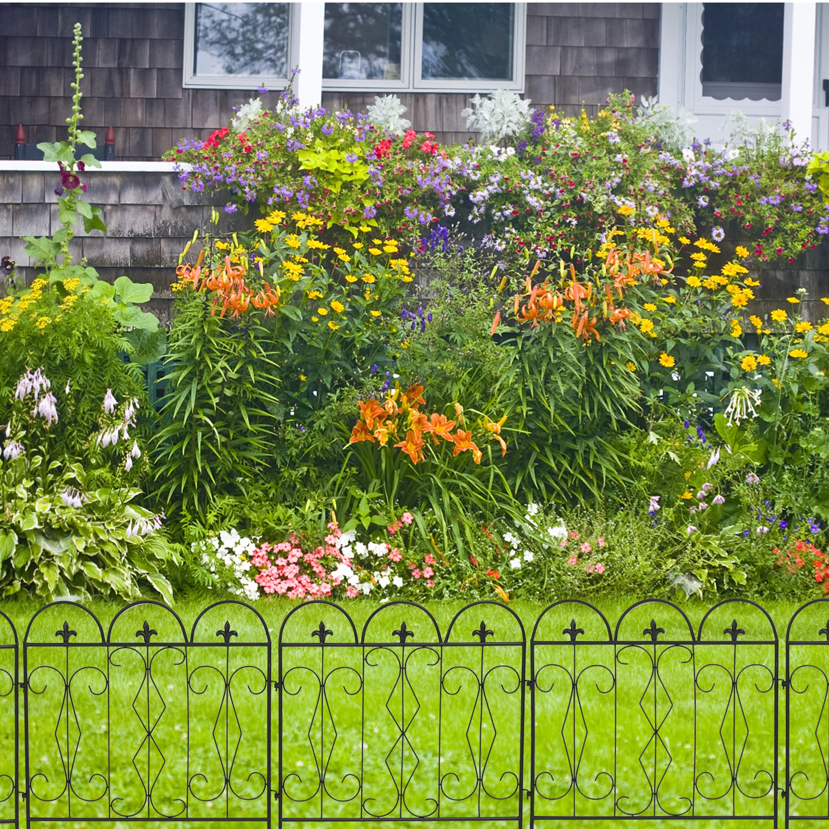 5 Pieces Outdoor Rustproof Garden Fence Decorative Landscape Edging Barrier