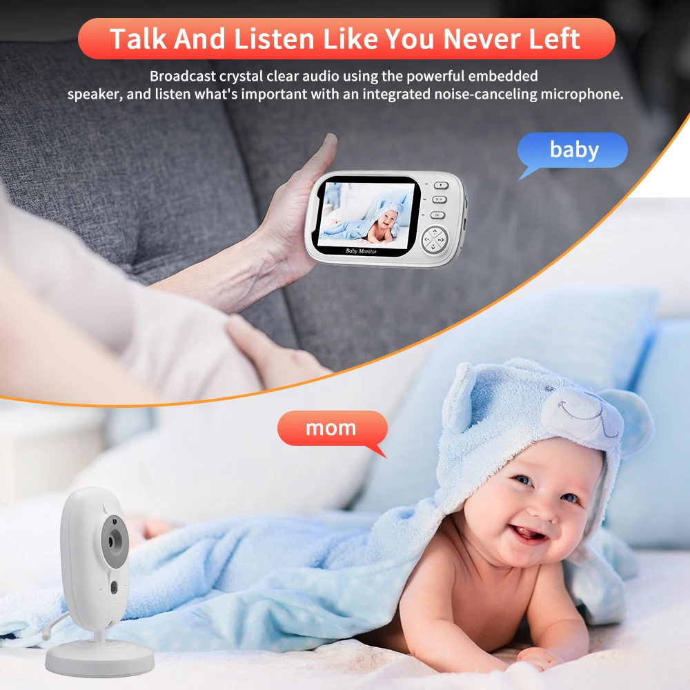 Wireless Baby Monitor Video Baby Monitor Camaroca Baby Monitor 2.4G Wireless With 3.5 Inch Security Camera 2 Way Audio Talk Night Vision Temperature Monitoring Baby Item