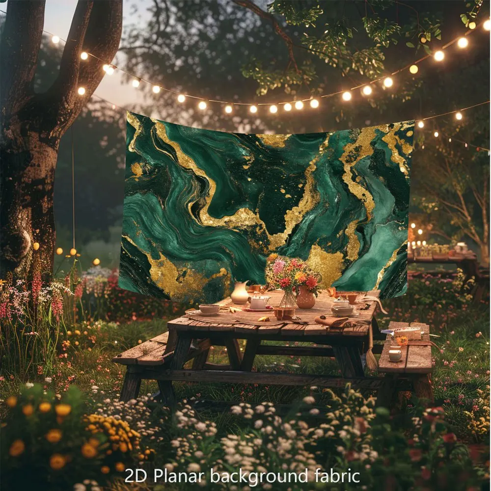 Green Gold Marble Tapestry 3