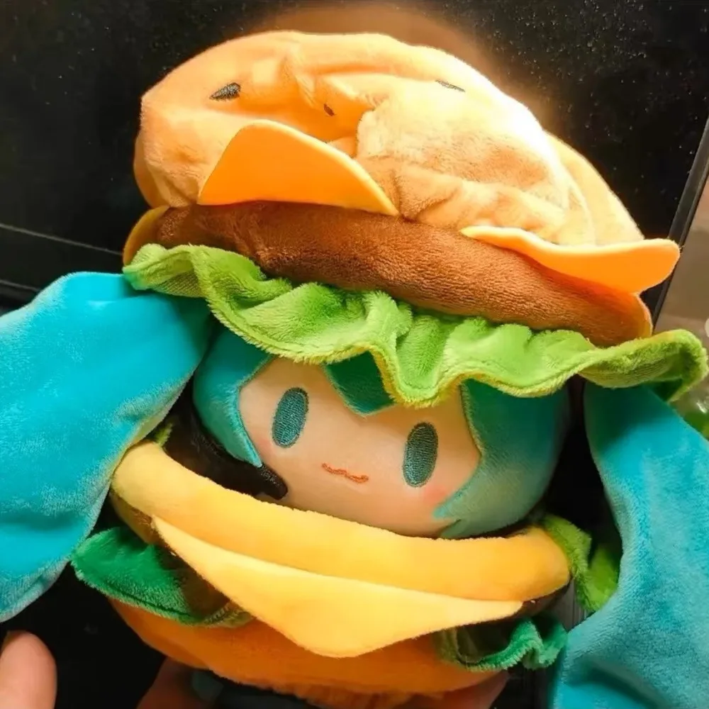 Hatsune Miku Kawaii Q Version Figure Doll with Hamburg Outfit - Cute Anime Bag Pendant and Soft Ornament Gift